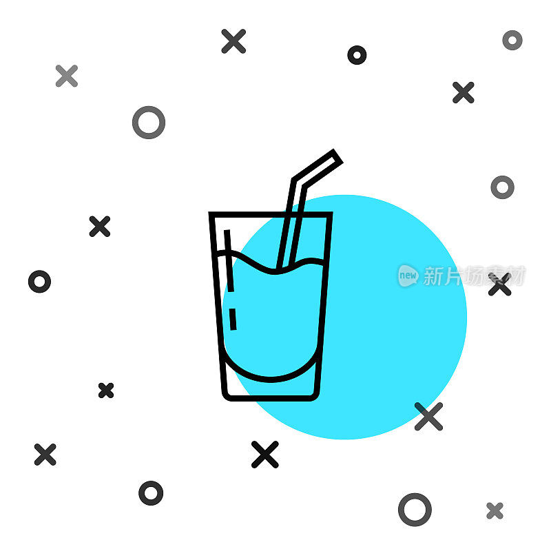 Black line Cocktail and alcohol drink icon isolated on white background. Random dynamic shapes. Vector